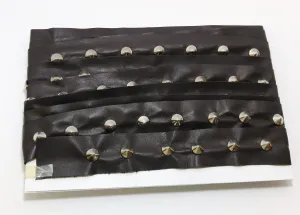 1 YD of 1-1/2" wide Genuine Cowhide Leather Trim Tape with Silver Cone-shaped Nailheads edge binding; top stitch; Medium Brown 3758XD9