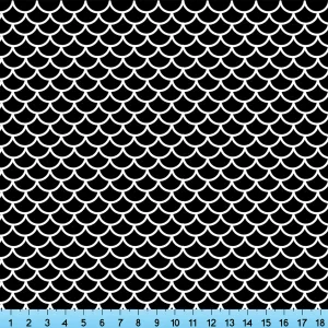 Black Mermaid Scales Fabric By the Yard, Half Yard and Fat Quarter