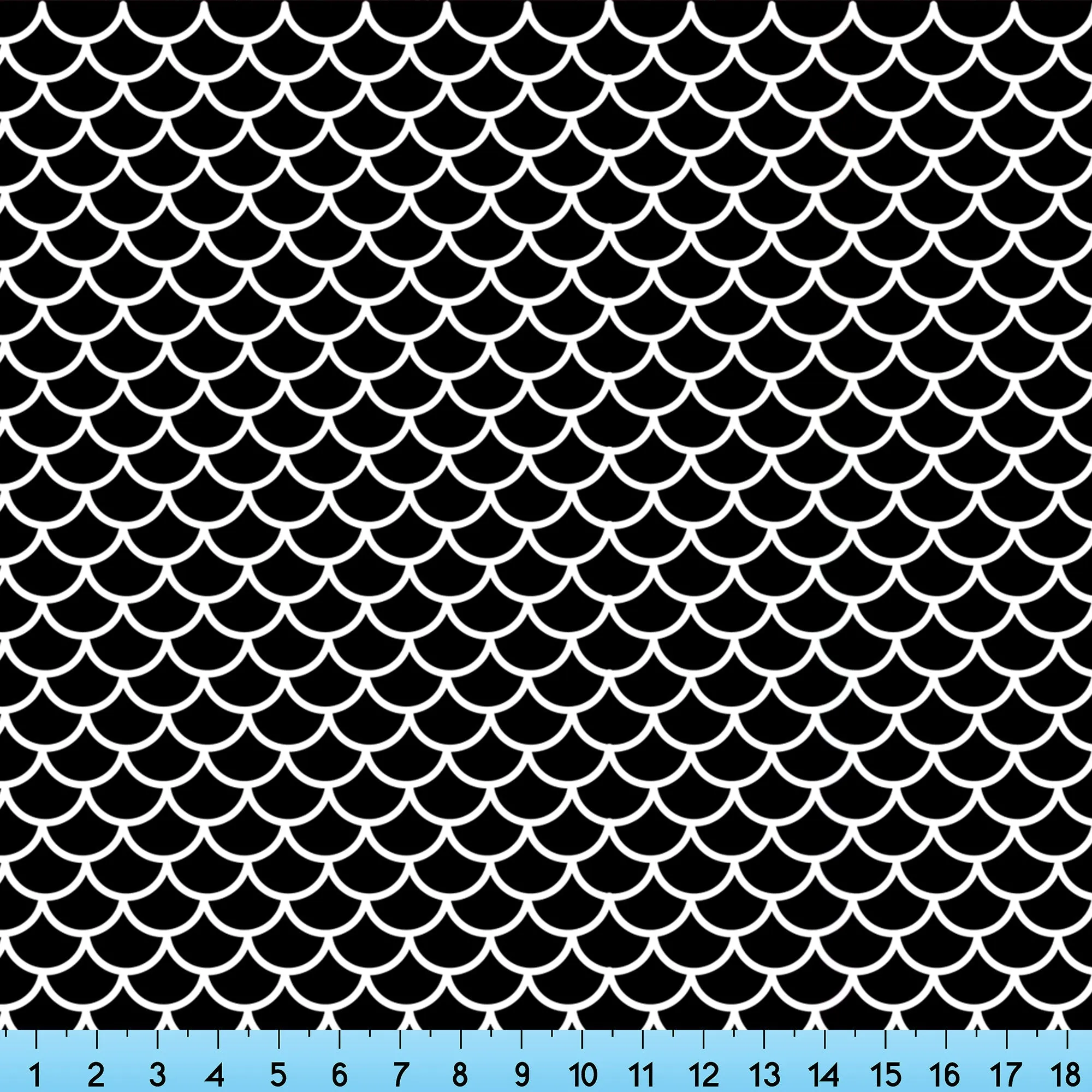 Black Mermaid Scales Fabric By the Yard, Half Yard and Fat Quarter