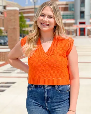 Checkered Cropped Sweater Vest