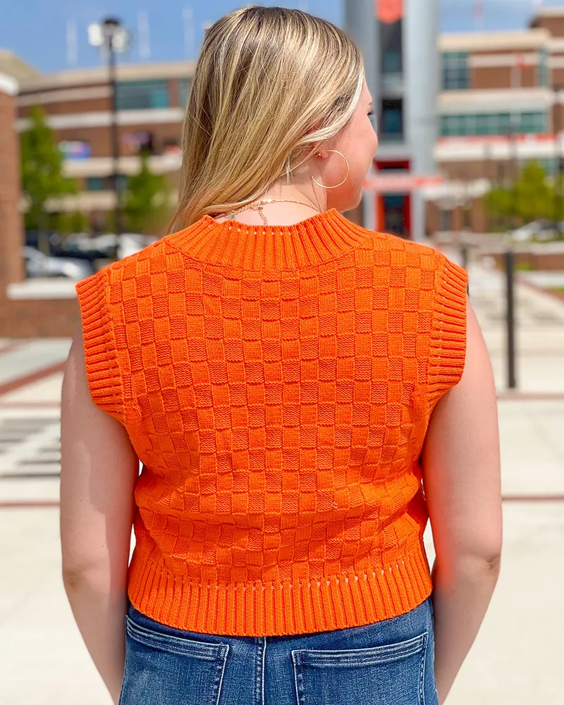 Checkered Cropped Sweater Vest