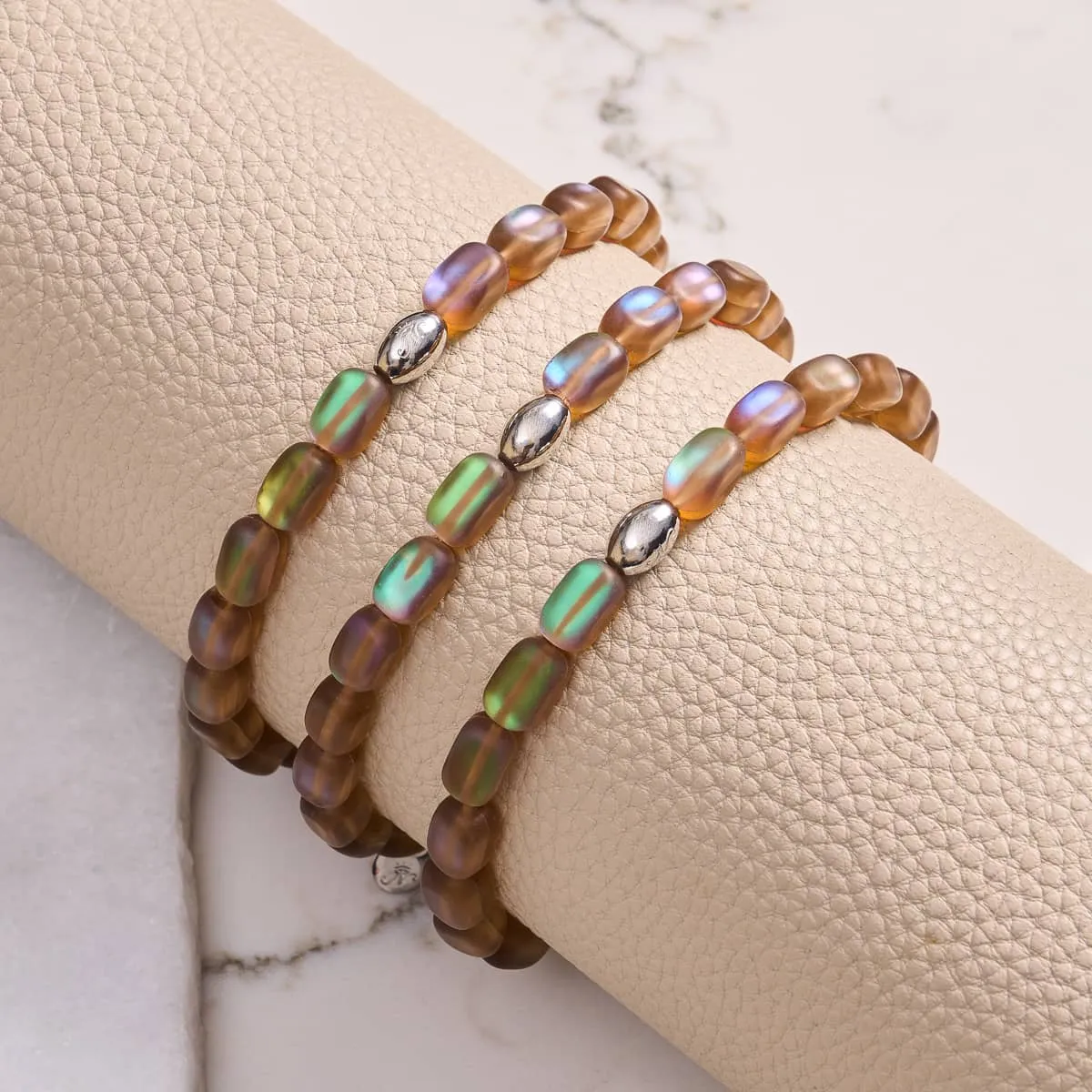 Chocolate | .925 Sterling Silver | Mermaid Glass Pebble Bracelet