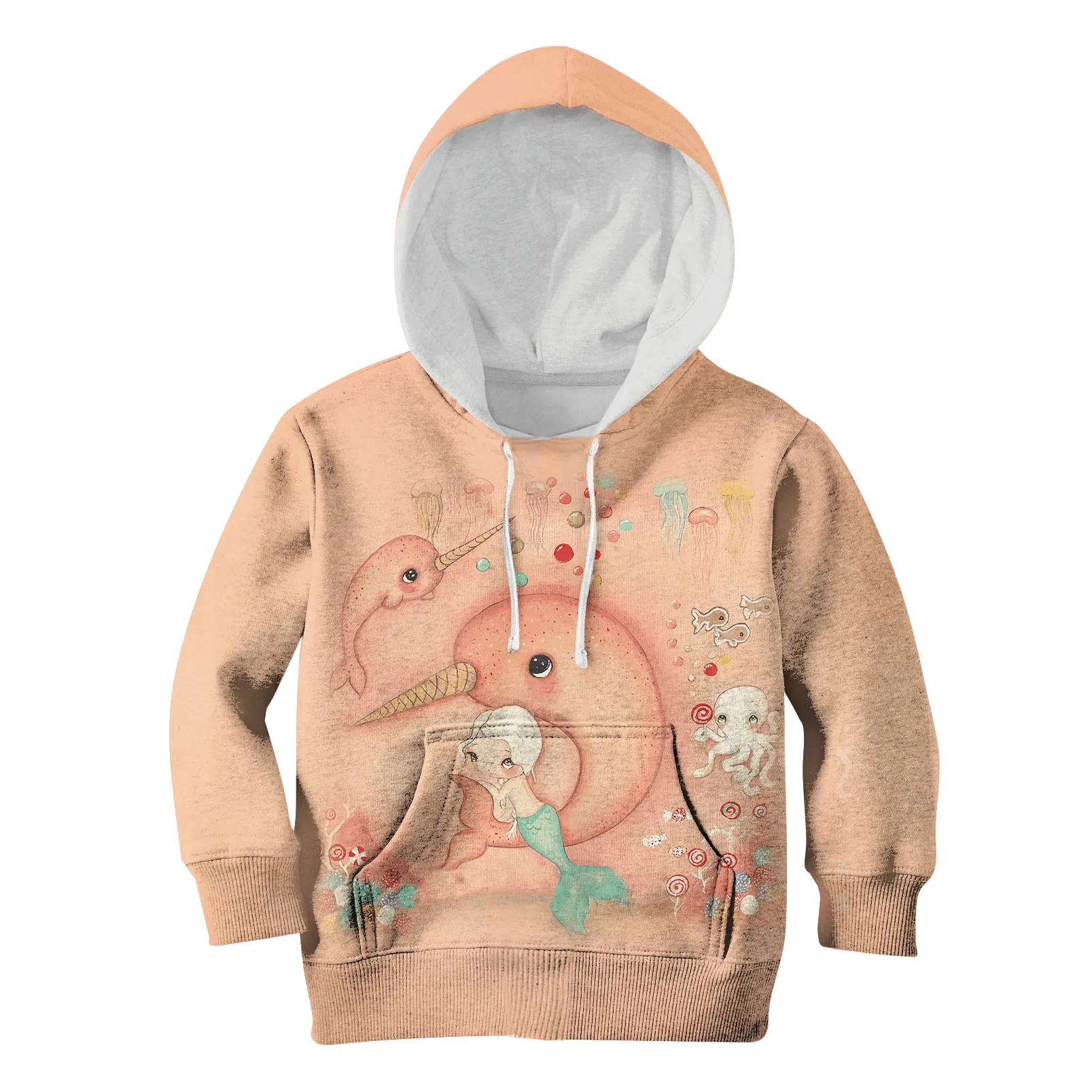 CUTE mermaid with fish Kid Custom Cosplay Hoodies T-shirt Apparel