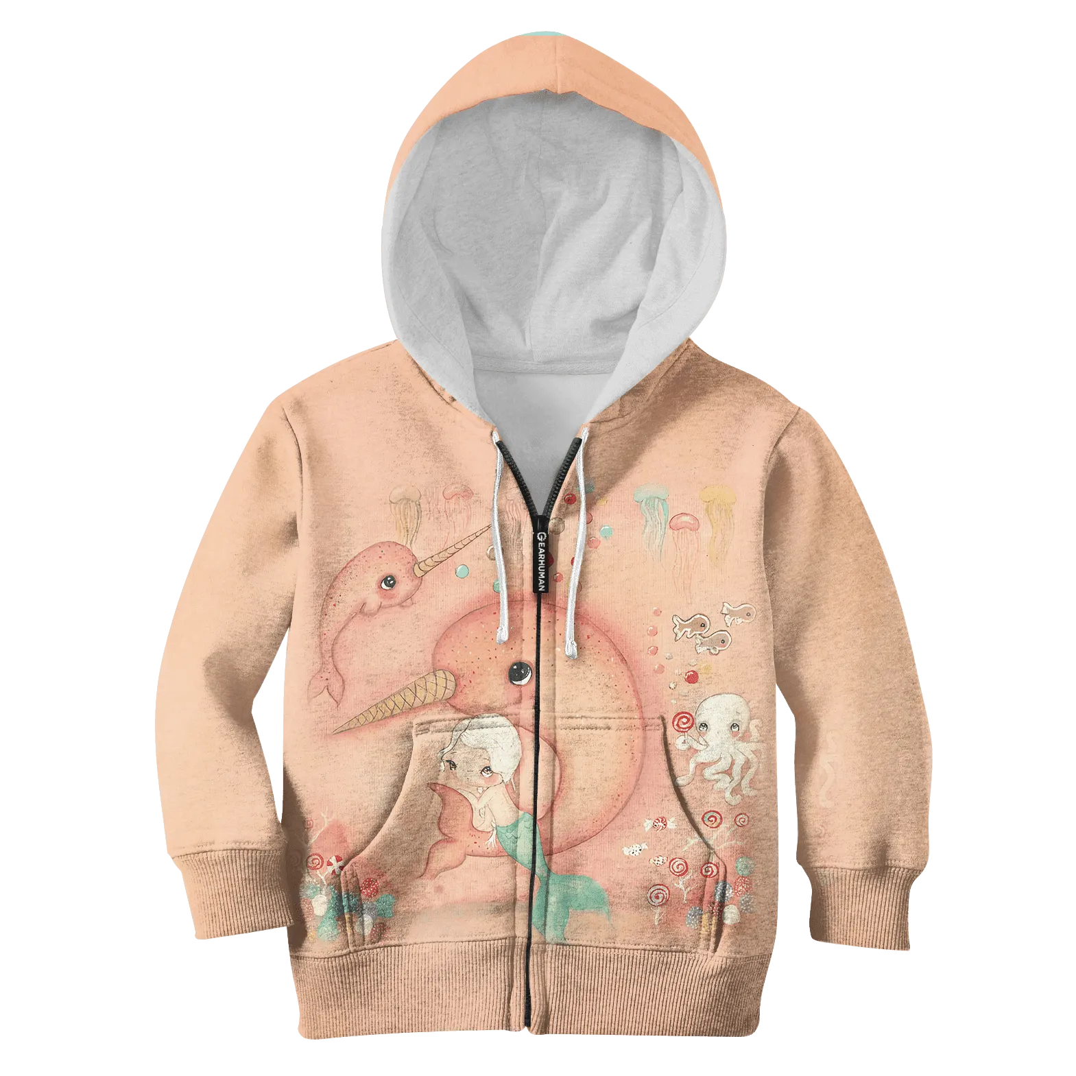 CUTE mermaid with fish Kid Custom Cosplay Hoodies T-shirt Apparel