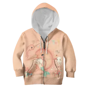CUTE mermaid with fish Kid Custom Cosplay Hoodies T-shirt Apparel