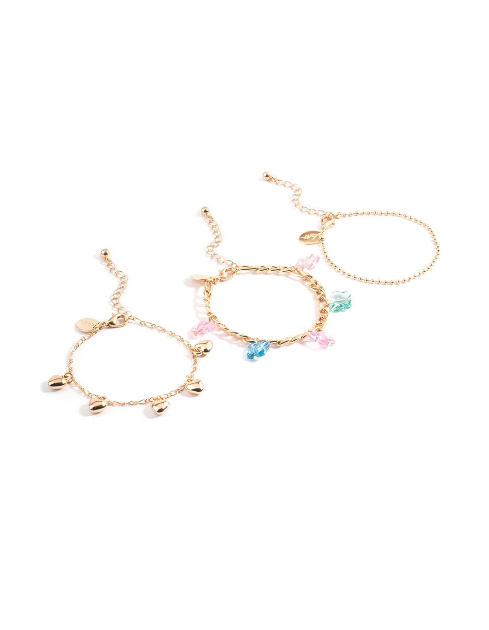 Gold Butterfly Puffy Heart Bracelet