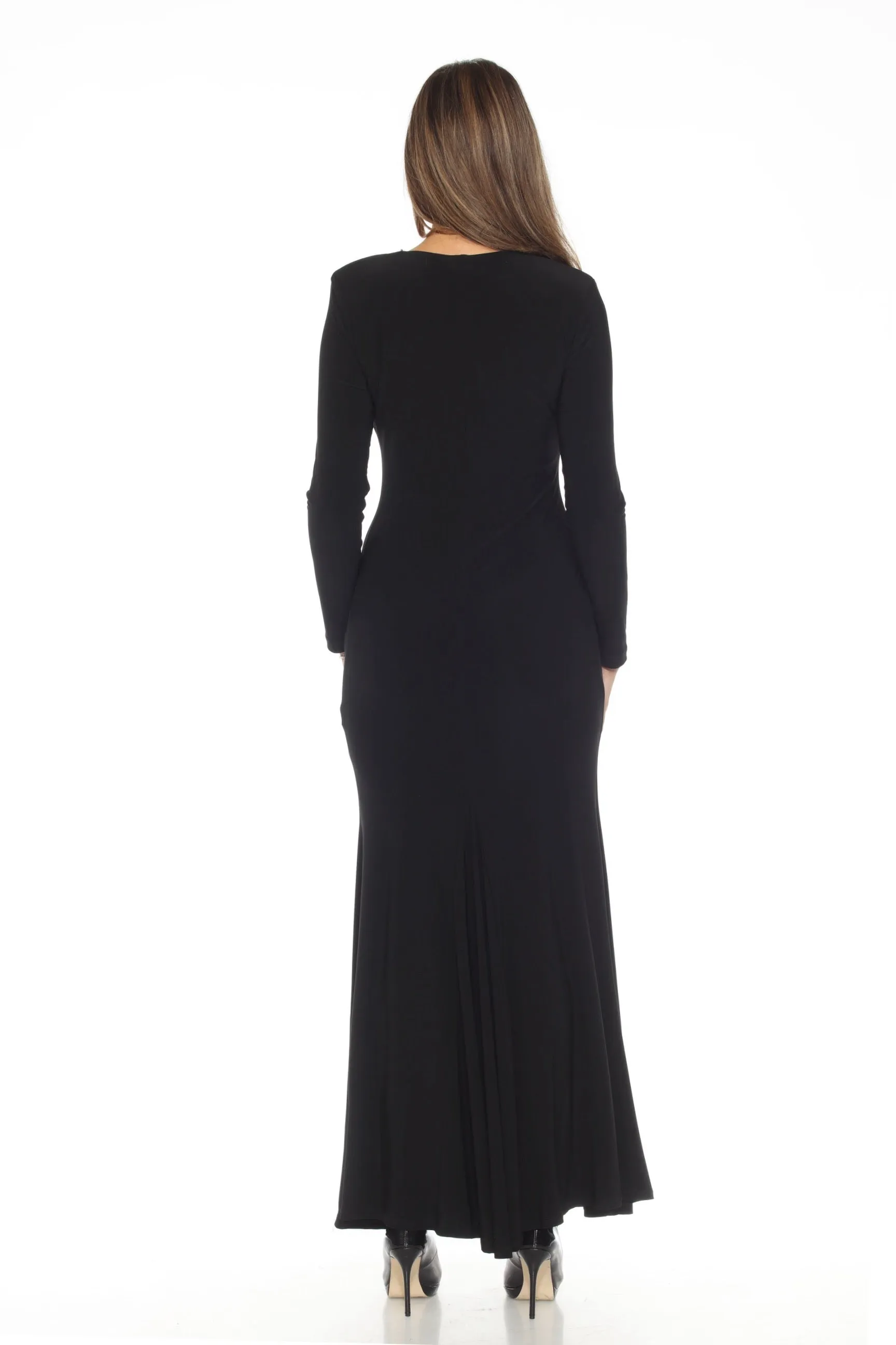 Joseph Ribkoff Black Embellished V-Neck Mermaid Evening Dress 243706