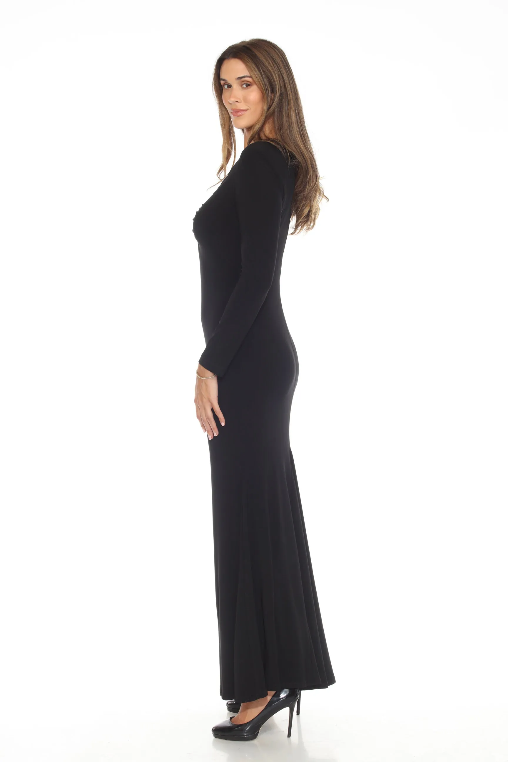 Joseph Ribkoff Black Embellished V-Neck Mermaid Evening Dress 243706