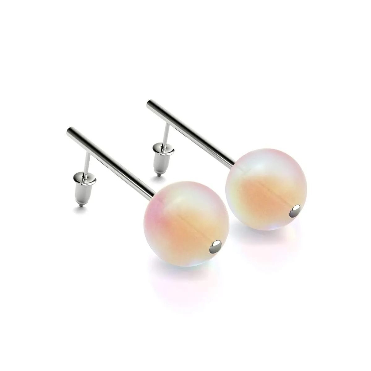 Peach | .925 Sterling Silver | Mermaid Glass Drop Earrings