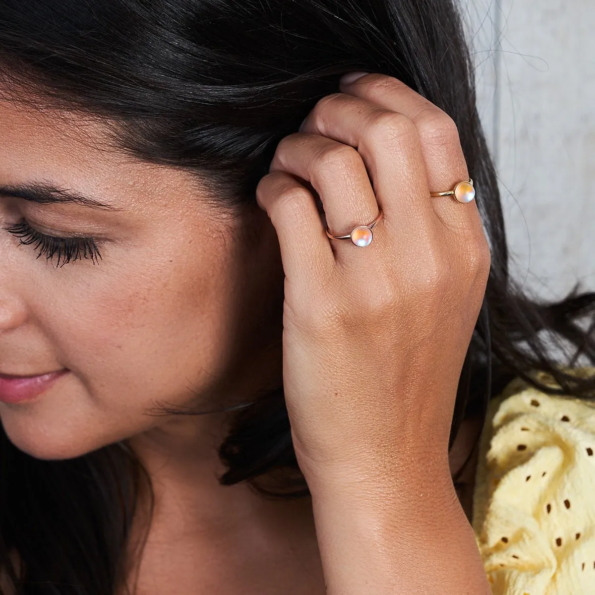 Rainbow White | Rose Gold Vermeil | Mermaid Glass Ring