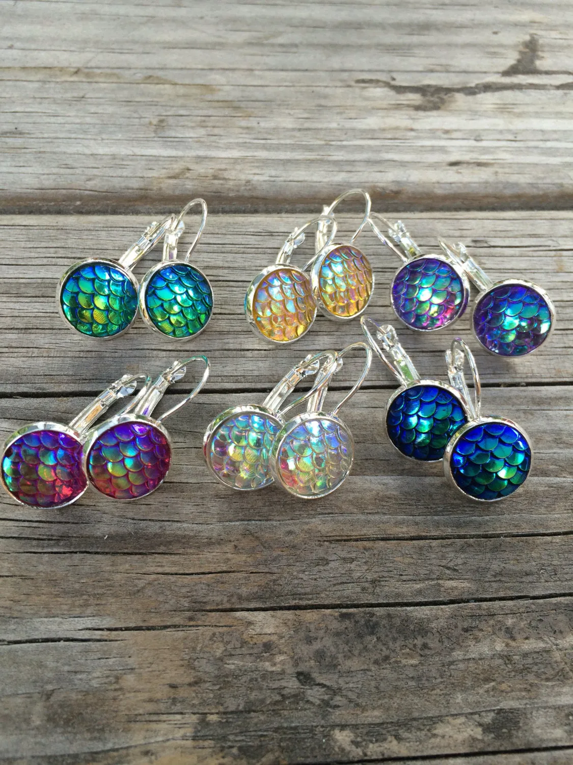 Red Mermaid Scale Earrings
