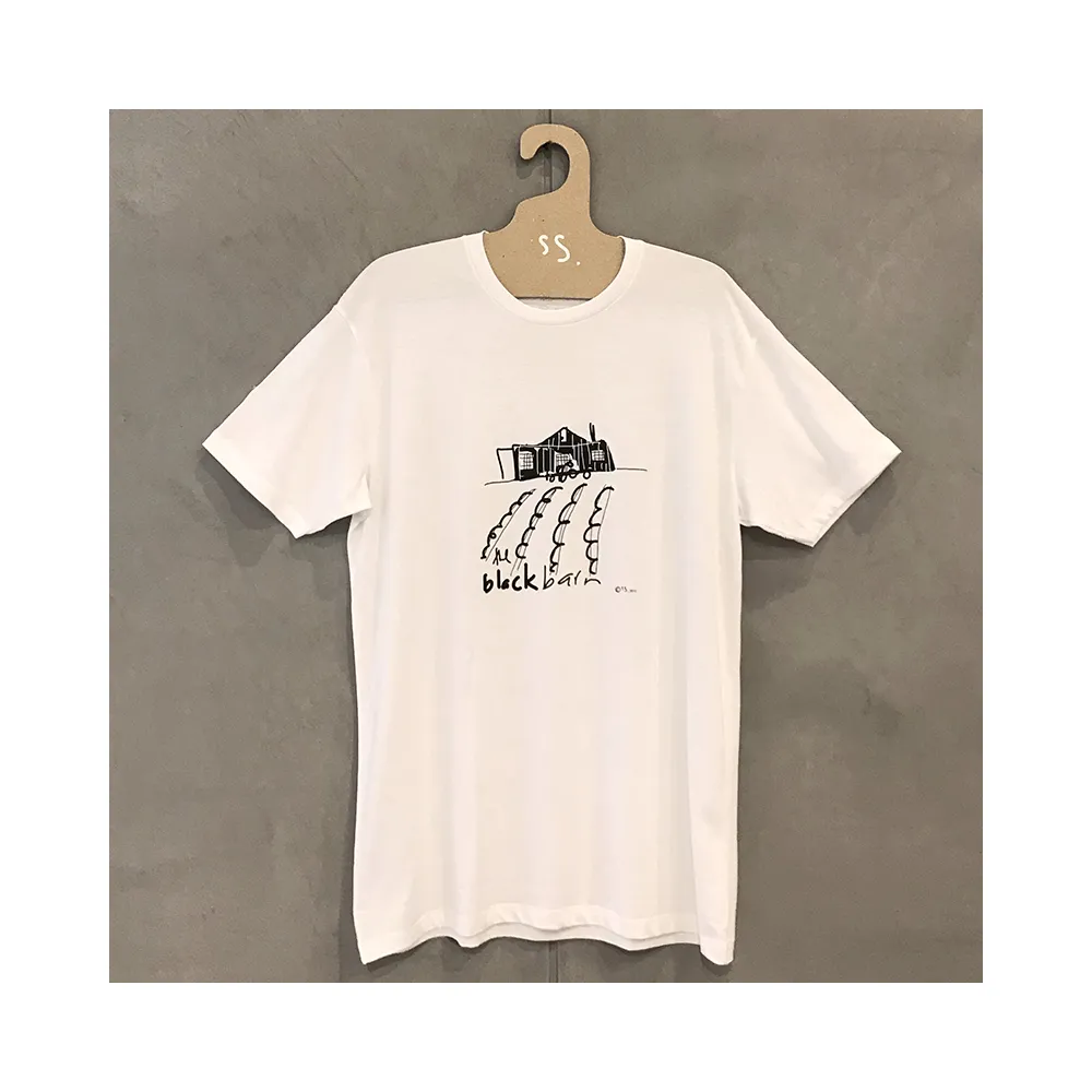 STRAUSS Mens T-Shirt Black Barn - White